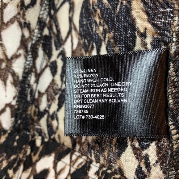 XL Petite East 5th Snakeskin Linen Blend Button Down Top Extra Large - Picture 6 of 6